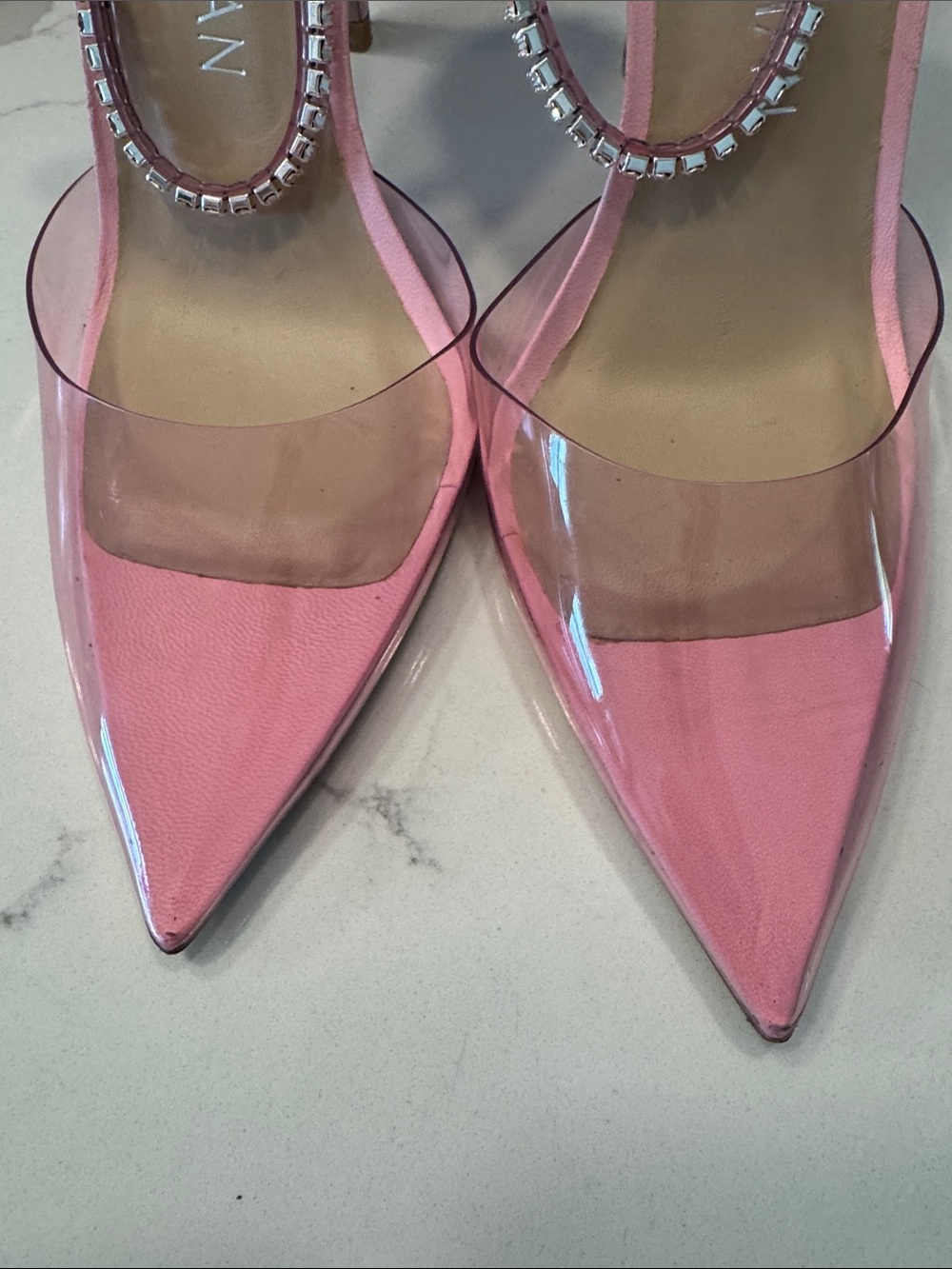 Stuart Weitzman Pink Crystal-Ankle PVC Pointed-Toe Pumps 10 - Picture 7 of 10